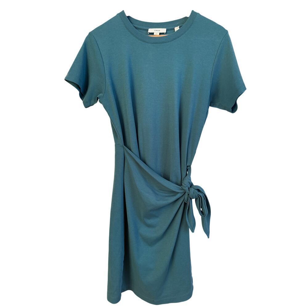 VINCE Tie-waist T-shirt Dress Green Blue Teal Size S - Picture 6 of 9